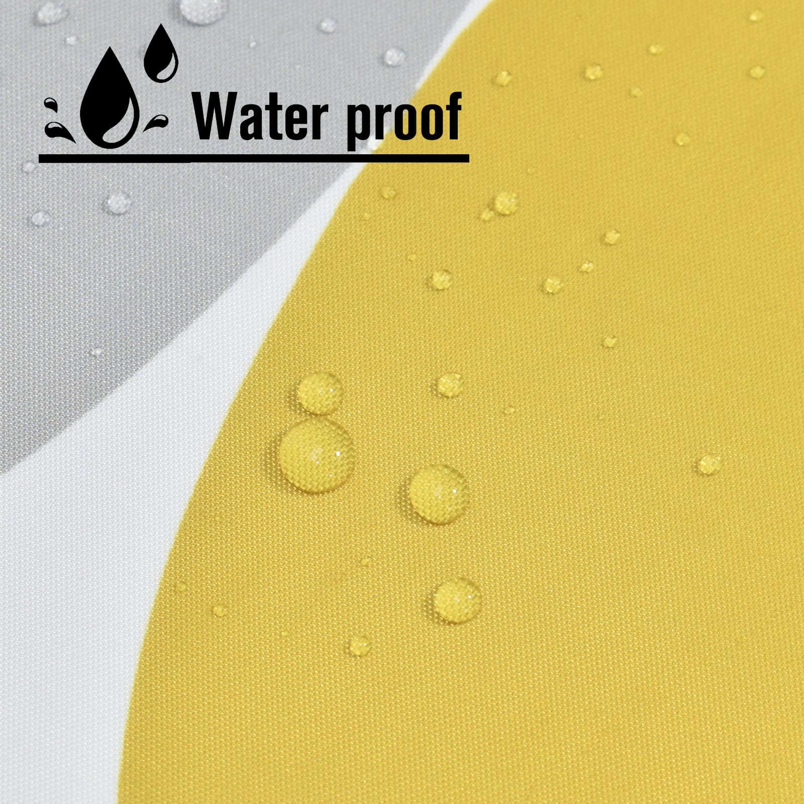 Yiatn Gray Yellow No Hook Shower Curtain With Liner Attached - Hotel Style With See Through Mesh Top Window, Modern Geometric Wa